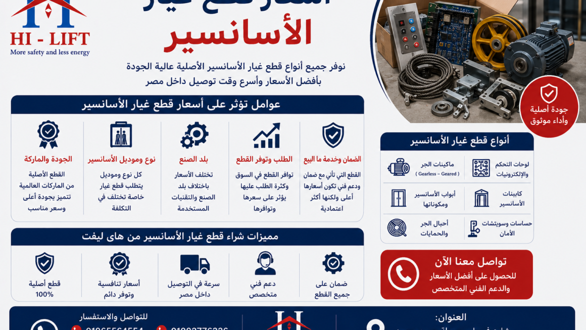 أسعار قطع غيار الأسانسير أنواع وماركات 2025